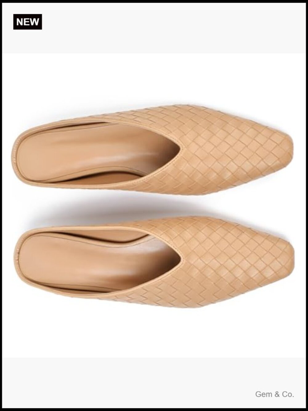 Woven Square Toe Slip On Mules Women Hidden Wedge Metallic Slides - Picture 4 of 7